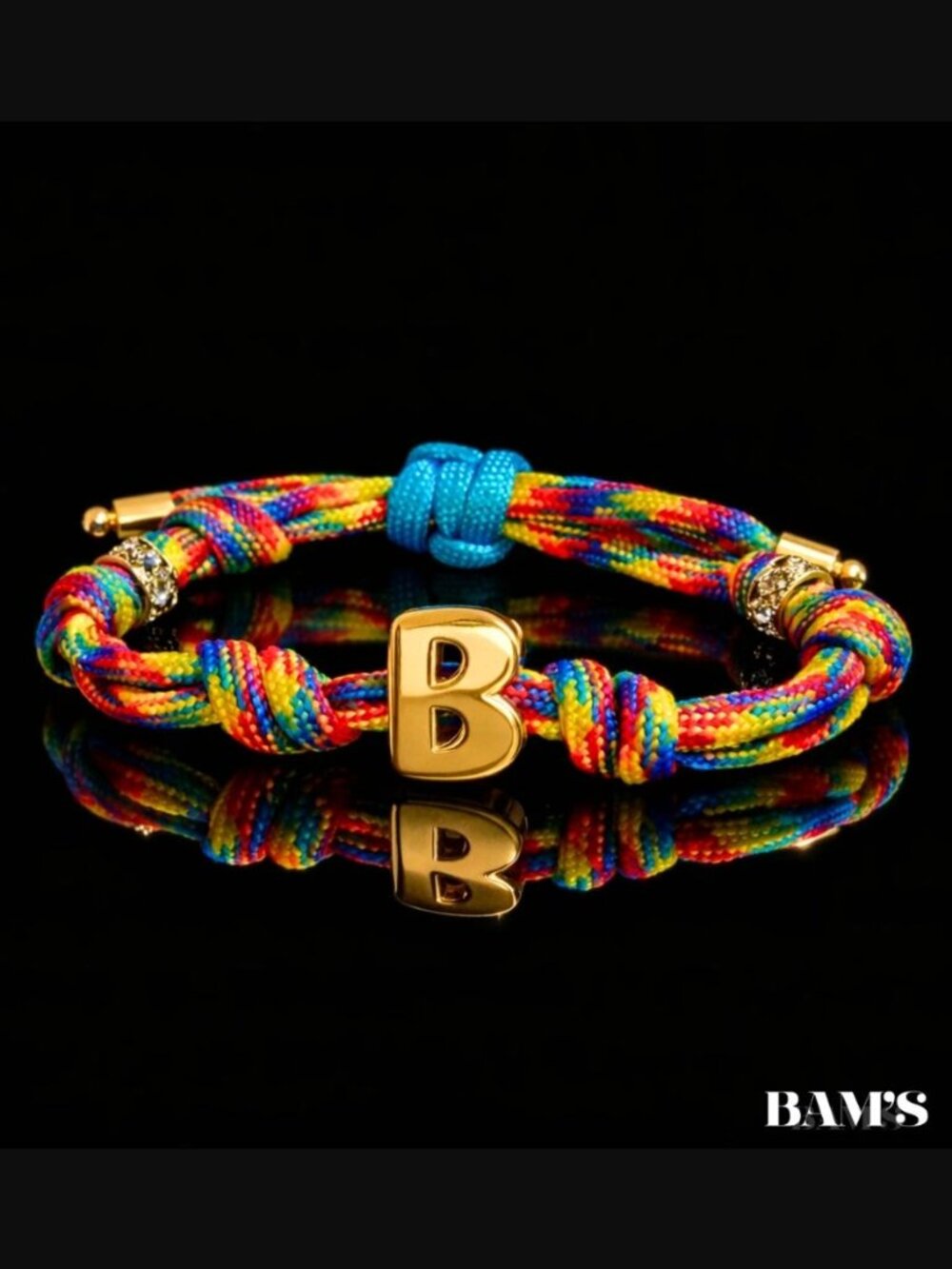BAM Signature B Initial Bracelet | Adjustable Paracord Bracelet | Men's Cord